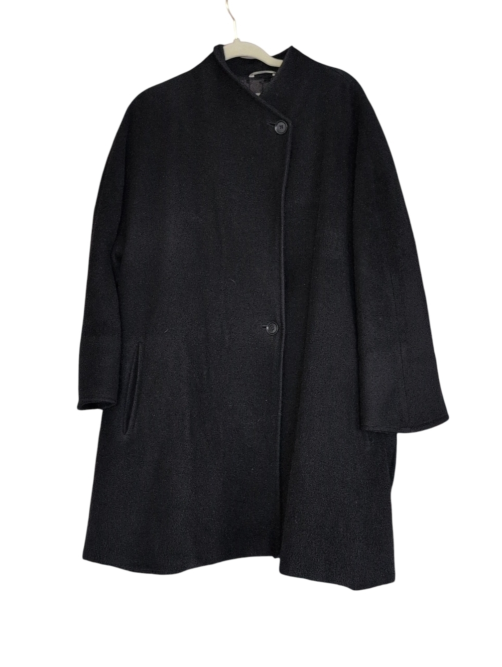Max Mara Button Overcoat - Women's Mid-Length Black Wool Regular Size 48